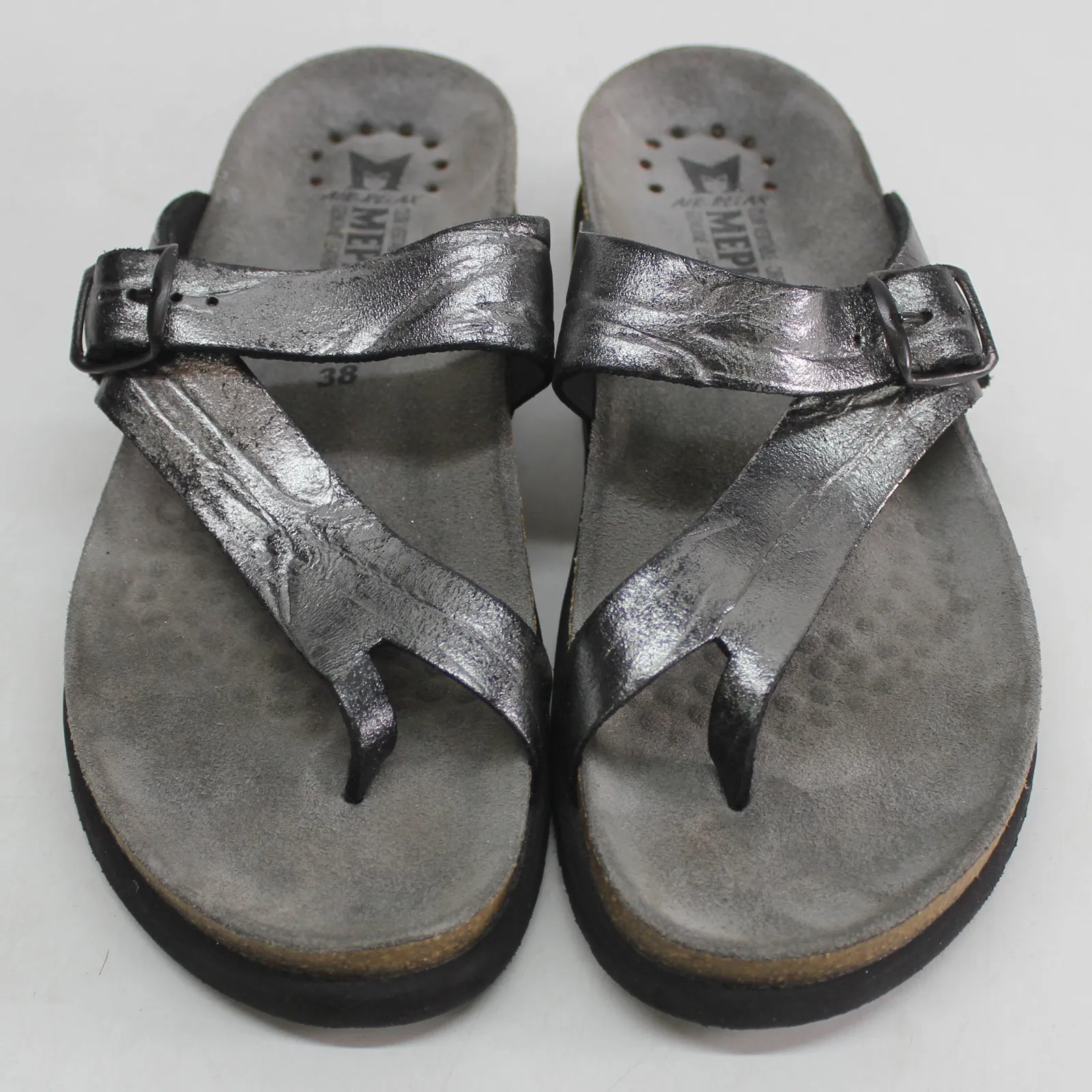 Mephisto Helen Grey Womens Leather Slip On Open-Back Toe-Post Sandals - UK 5.5