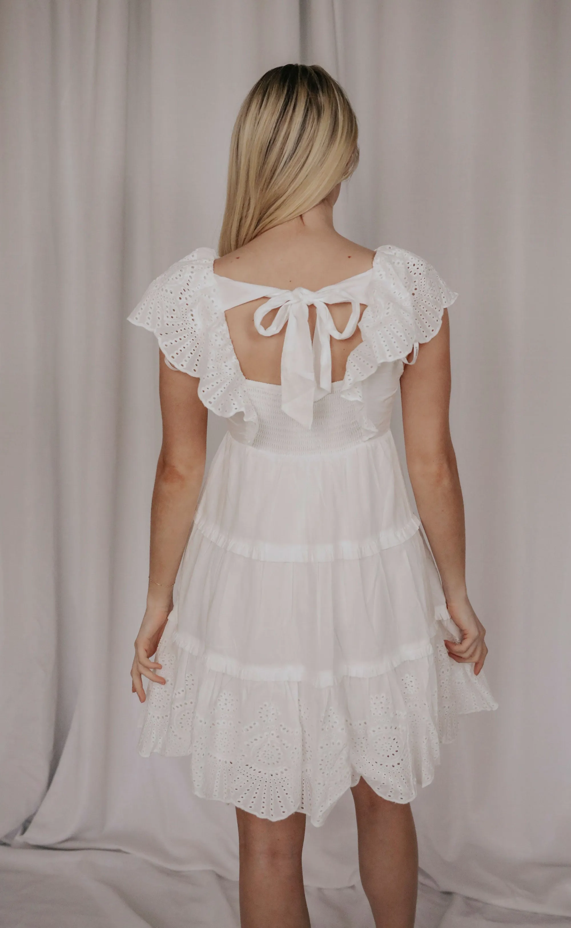 minkpink: starling ruffled mini dress - white