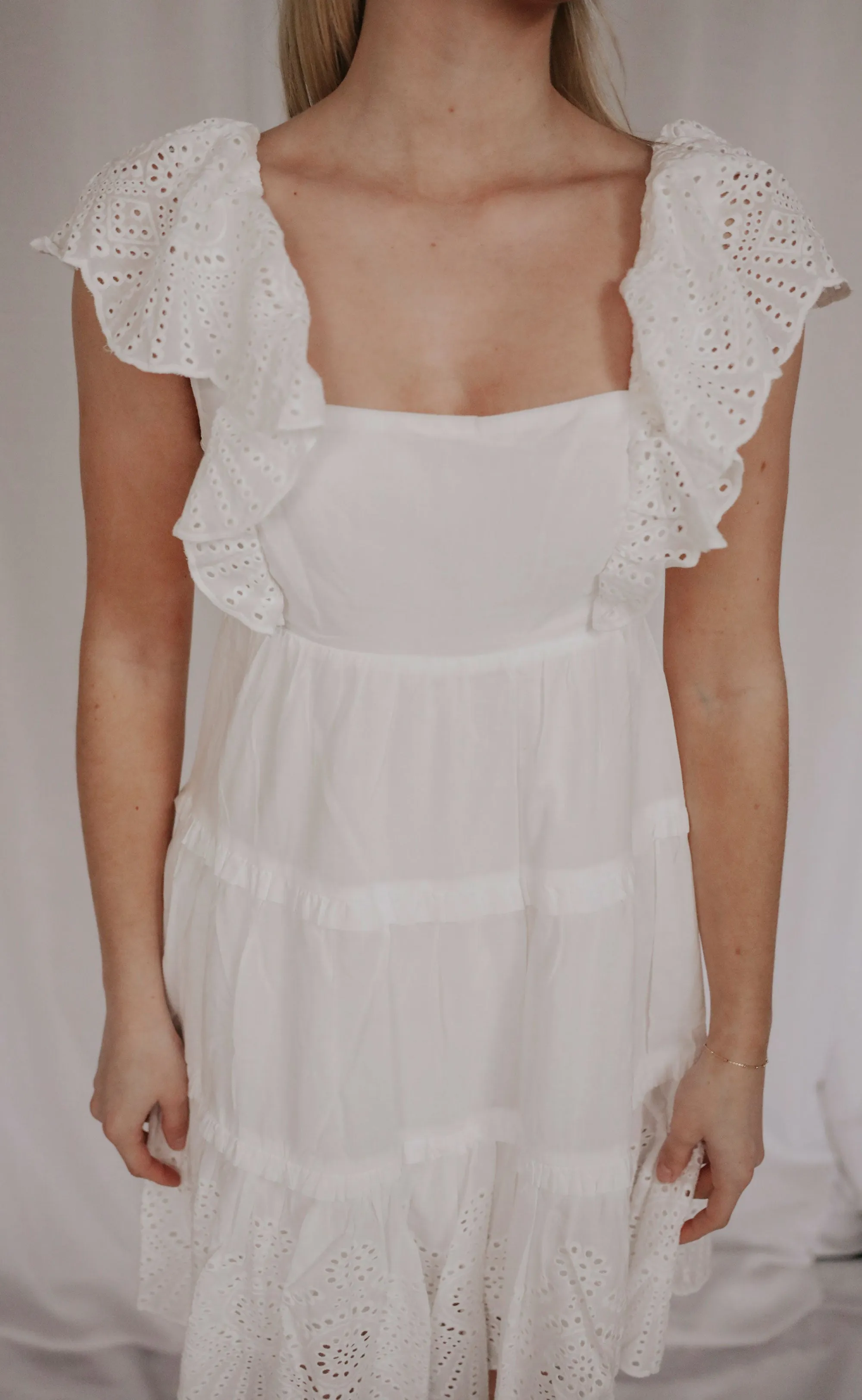 minkpink: starling ruffled mini dress - white