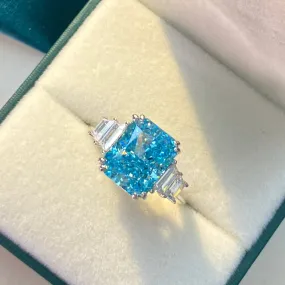 Moissanite Aquamarine Romantic Ring