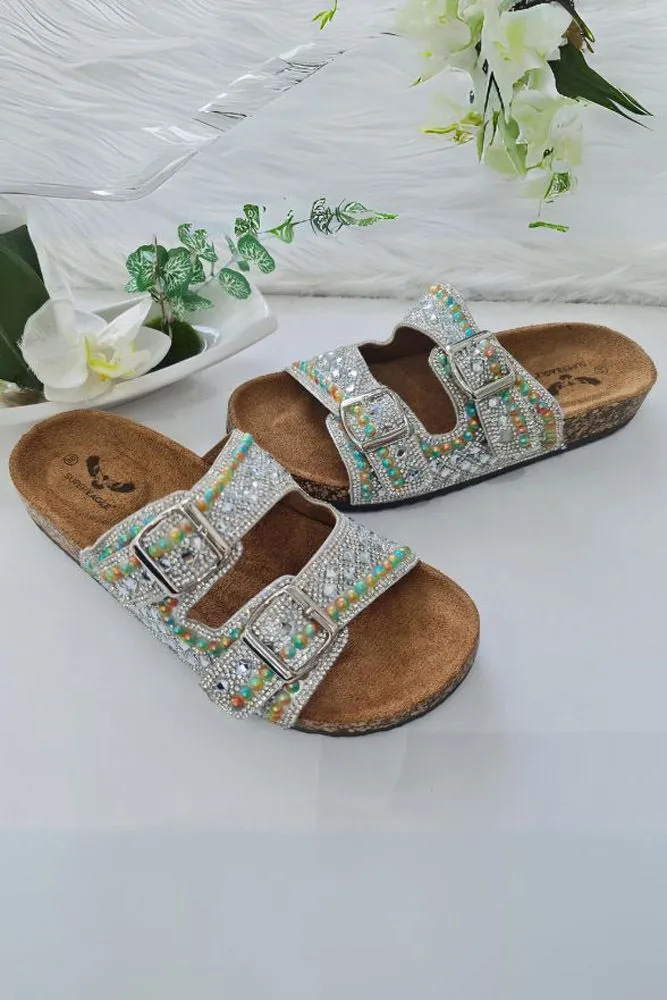 Multi Beaded Double Buckle Flat Slider