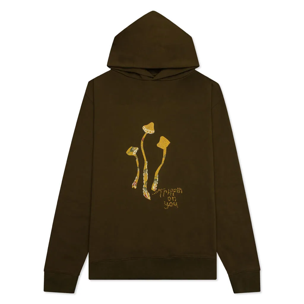 Mushroom Long-Sleeved Hooded Sweatshirt - Military Olive