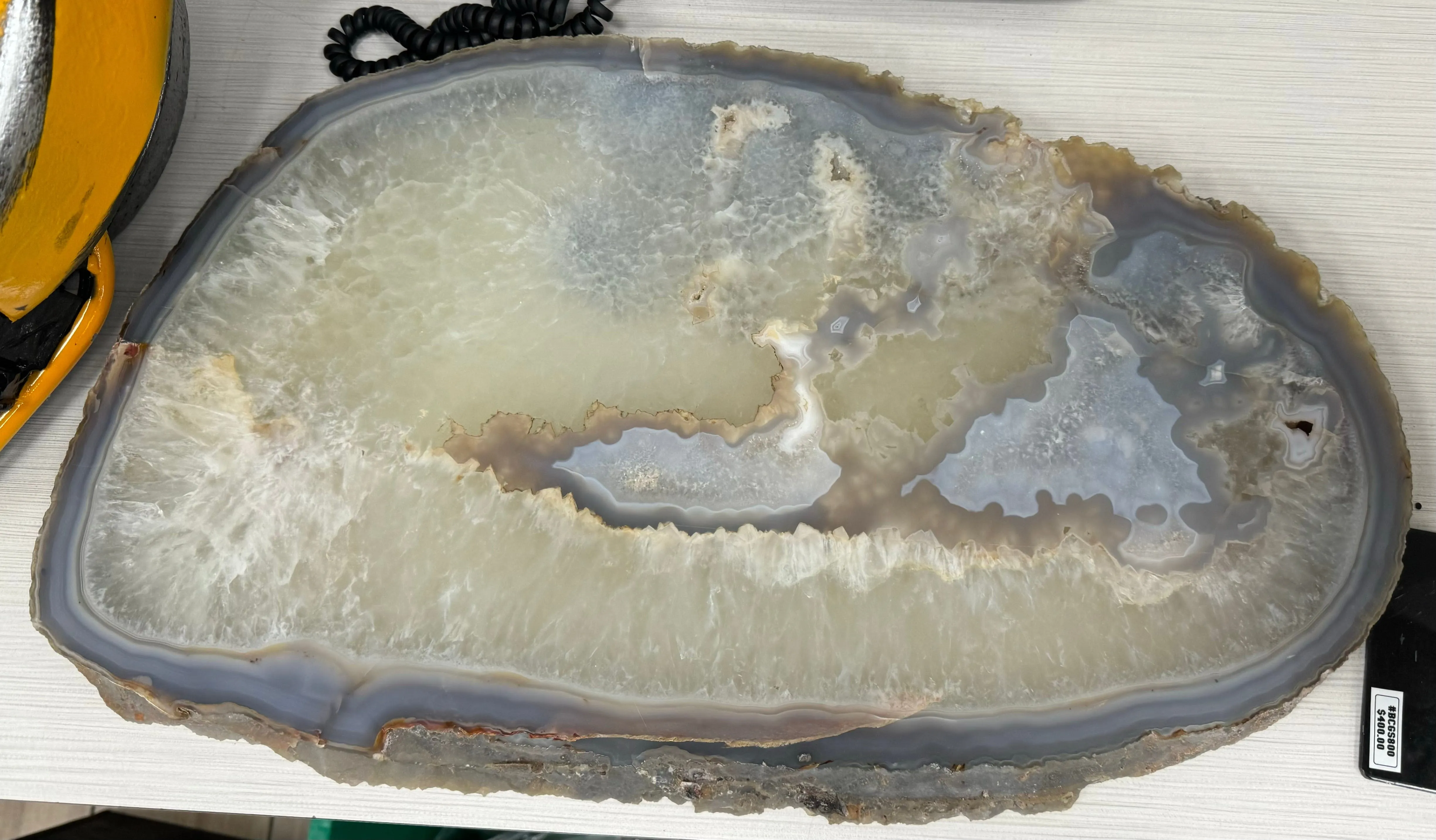 Natural Brazilian Agate & Quartz Slice - 20 in / 18 lbs