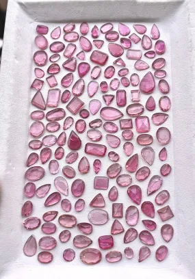 Natural Pink Tourmaline Slices, Mix Shapes, Tourmaline Gemstone, Faceted Cabs, Tourmaline Pink Tourmaline Gemstone Slices