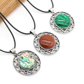 Natural Stone Round Shape Pendant Necklace