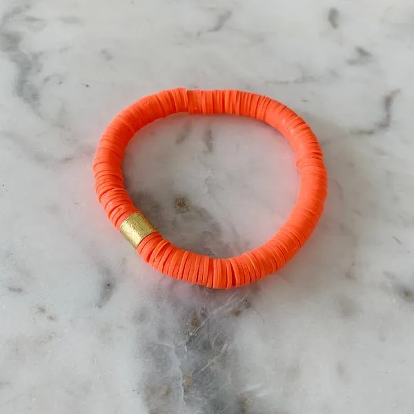 NEON Orange {COLOR POP} Heishi Beads Bracelet