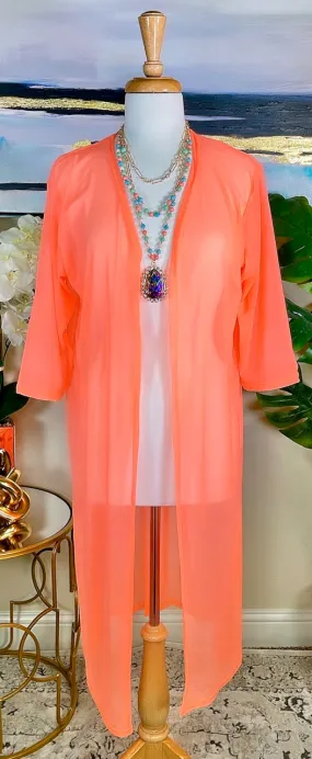 Neon Orange Sheer Duster