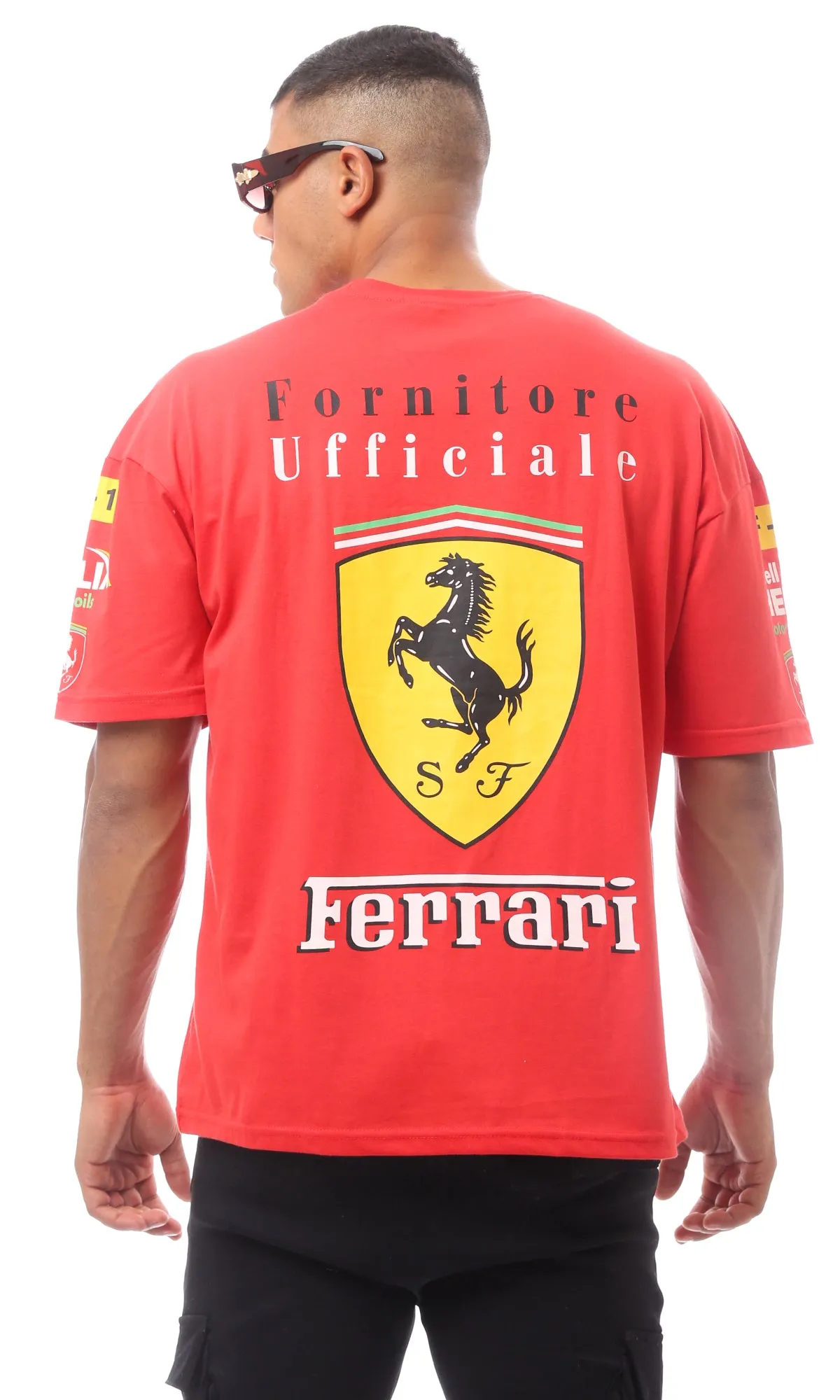 O171727 Slip On Red Printed 'Ferrari' Tee