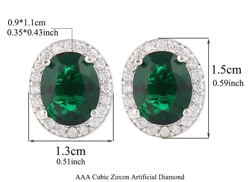 Oval CZ Crystal Zircon Solitaire Stud Earring