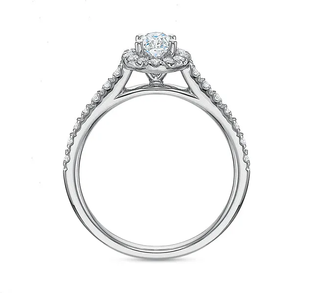 Oval Halo Engagement Ring 1.00tw