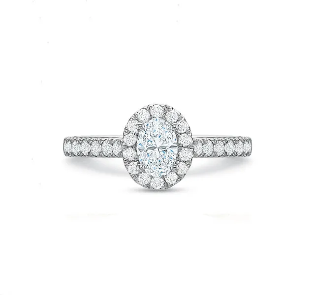 Oval Halo Engagement Ring 1.00tw