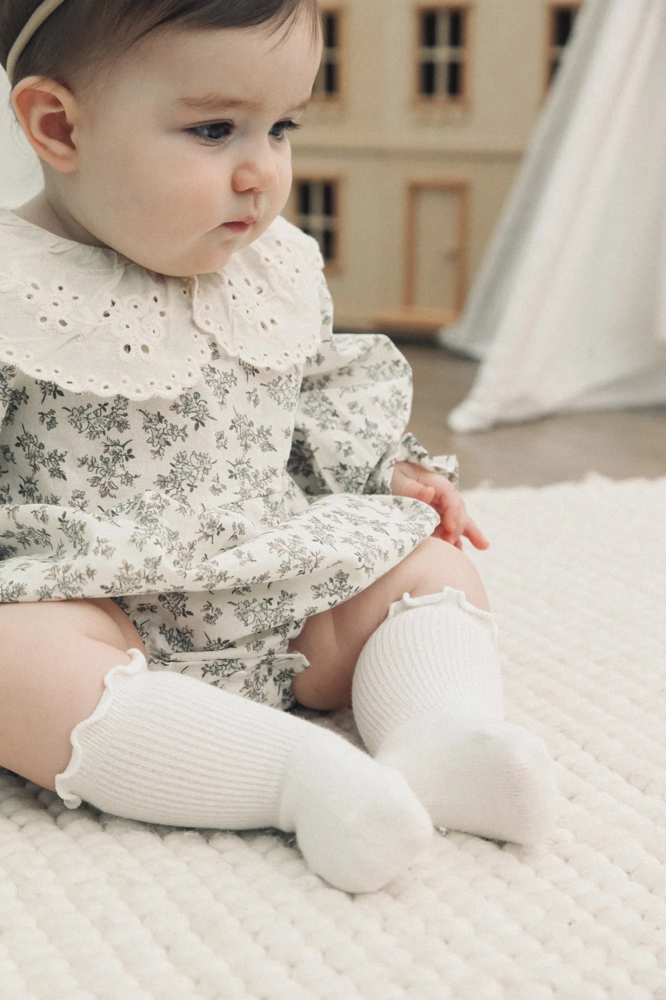 Oversized Cream Embroidered Collar & Floral Romper