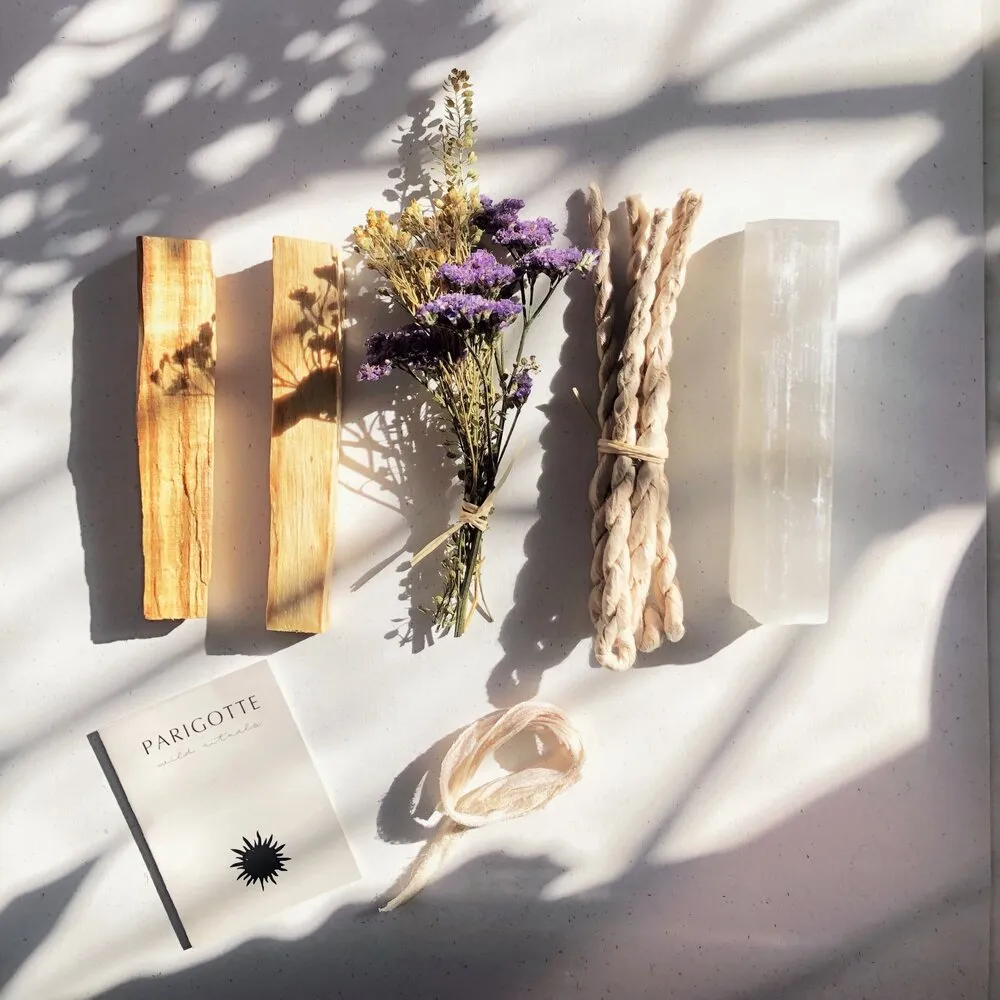 Palo Santo, Selenite, Incense & Dried Flower Bundle