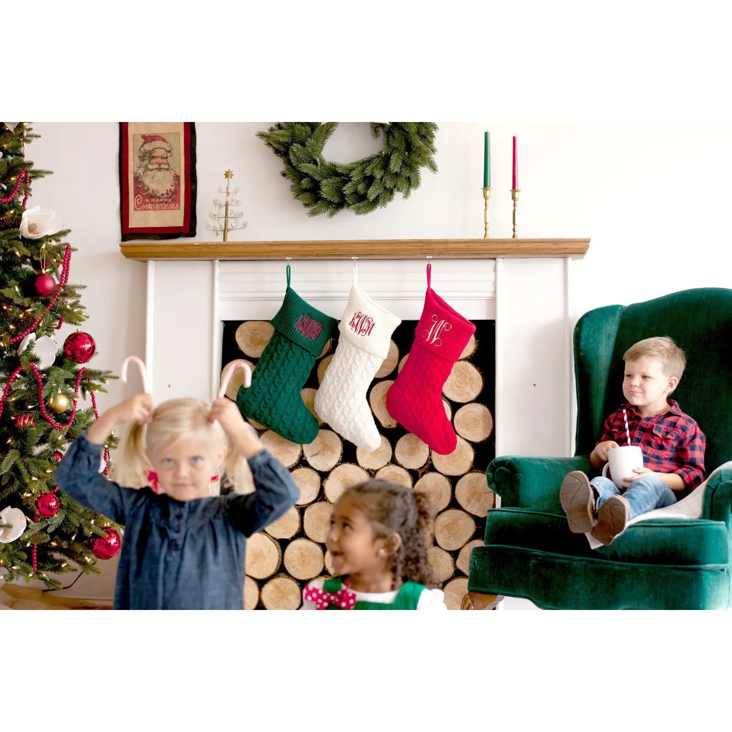 Personalized Cable Knit Christmas Stockings