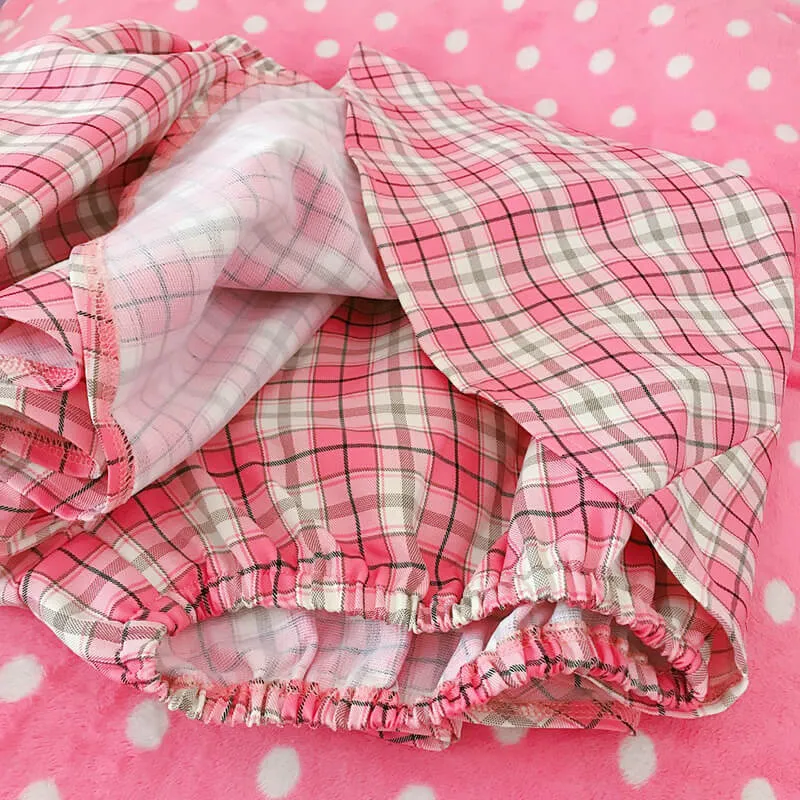 Pink Plaid Puff Skirt AD210056