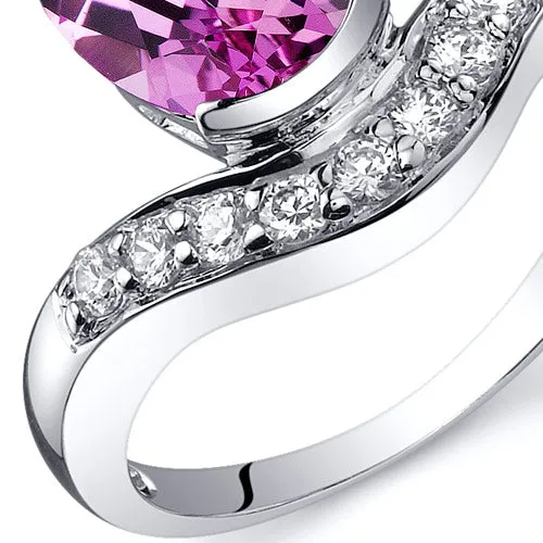 Pink Sapphire Oval Cut Sterling Silver Ring Size 6