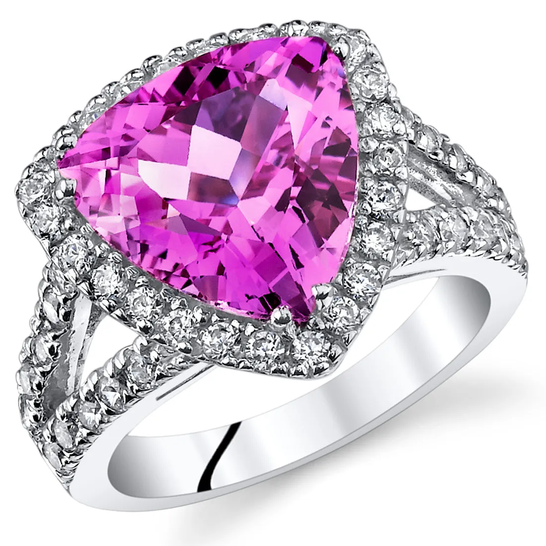 Pink Sapphire Trillion Sterling Silver Ring Size 5