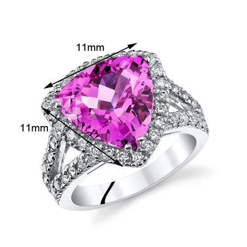 Pink Sapphire Trillion Sterling Silver Ring Size 5