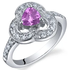 Pink Sapphire Trillion Sterling Silver Ring Size 5