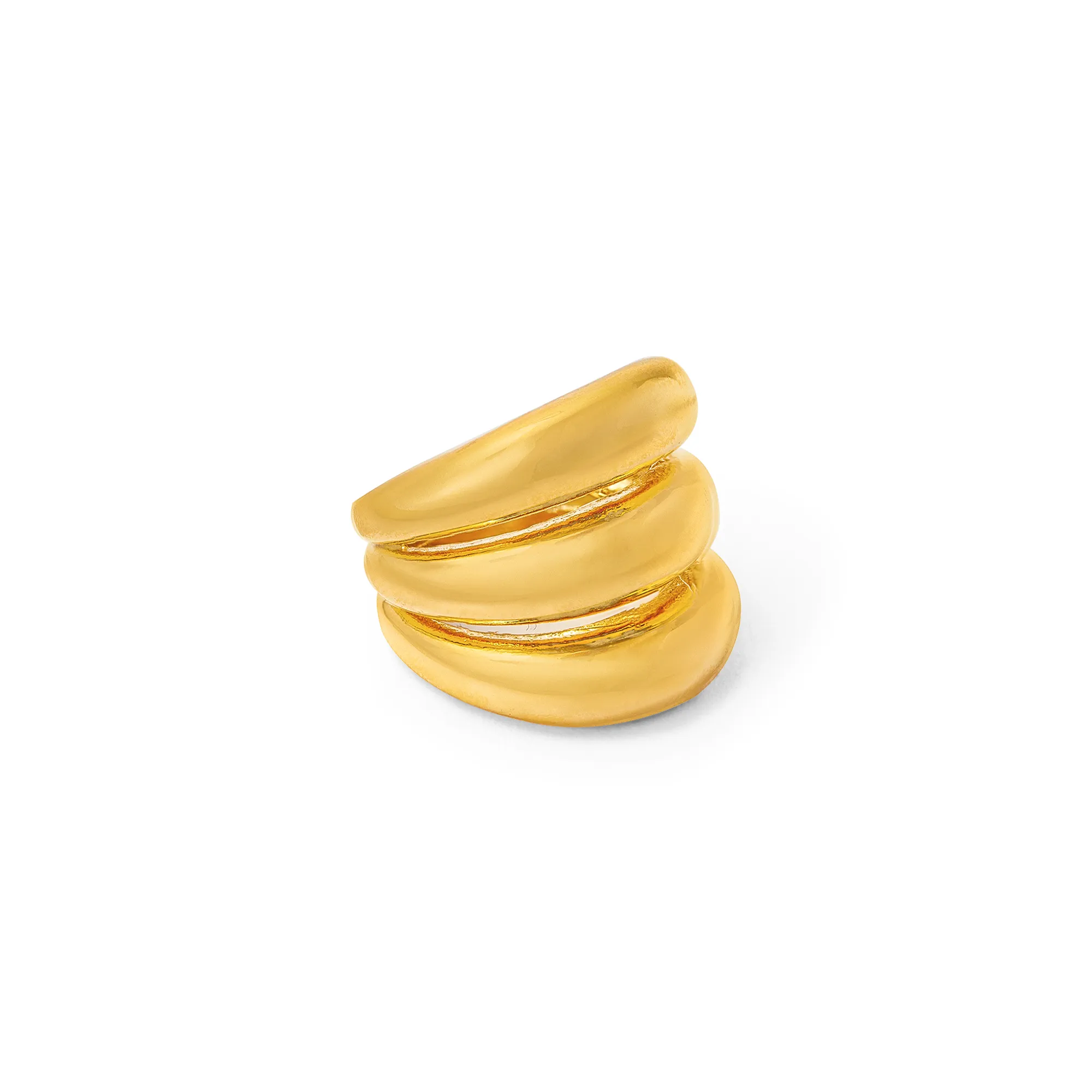 Polished Triple Domed Ring - Gold