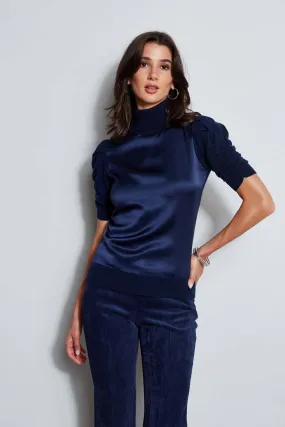 Puff Sleeve Satin Front Sweater