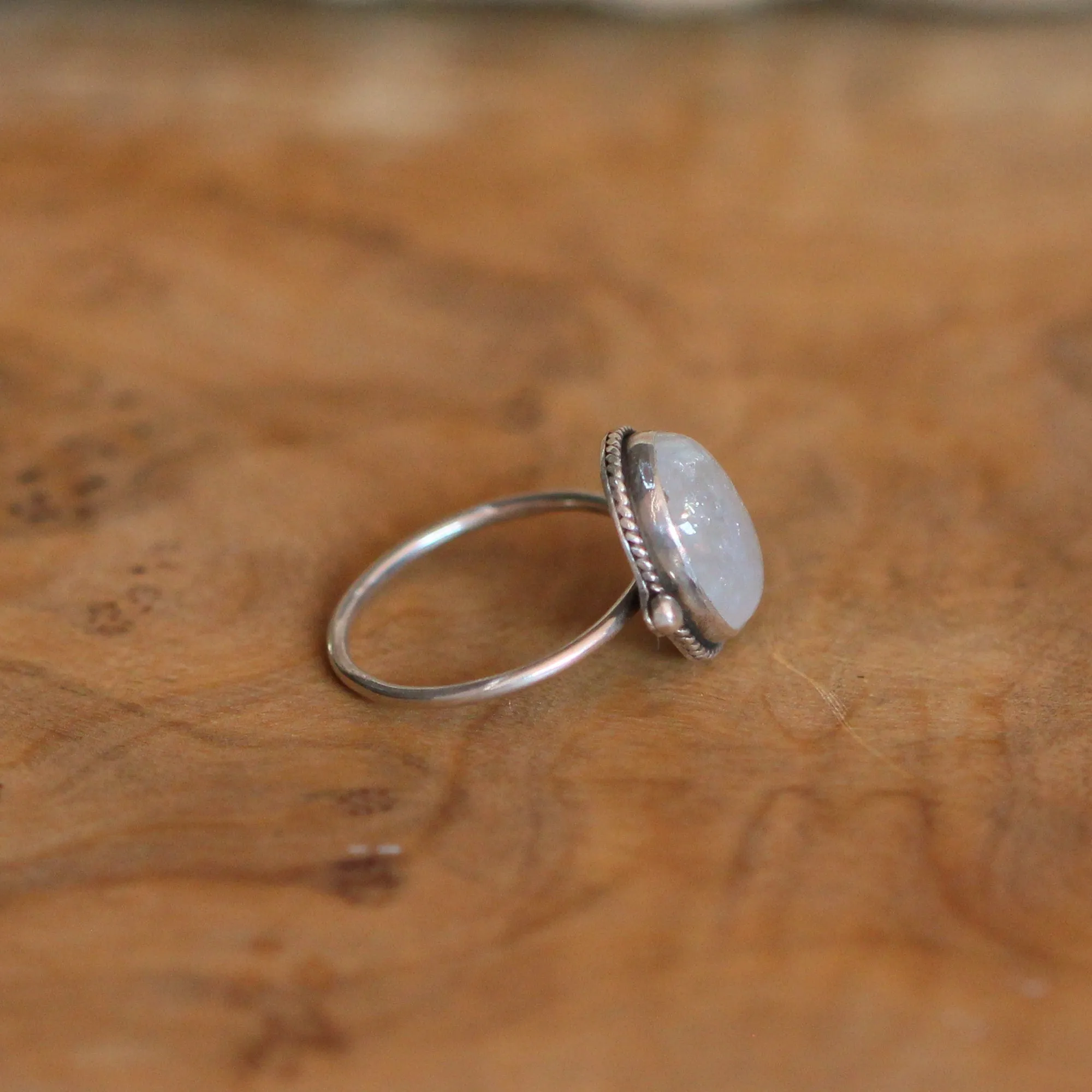 Rainbow Moonstone Delica Ring - .925 Sterling Silver - Moonstone Ring - Silversmith Ring