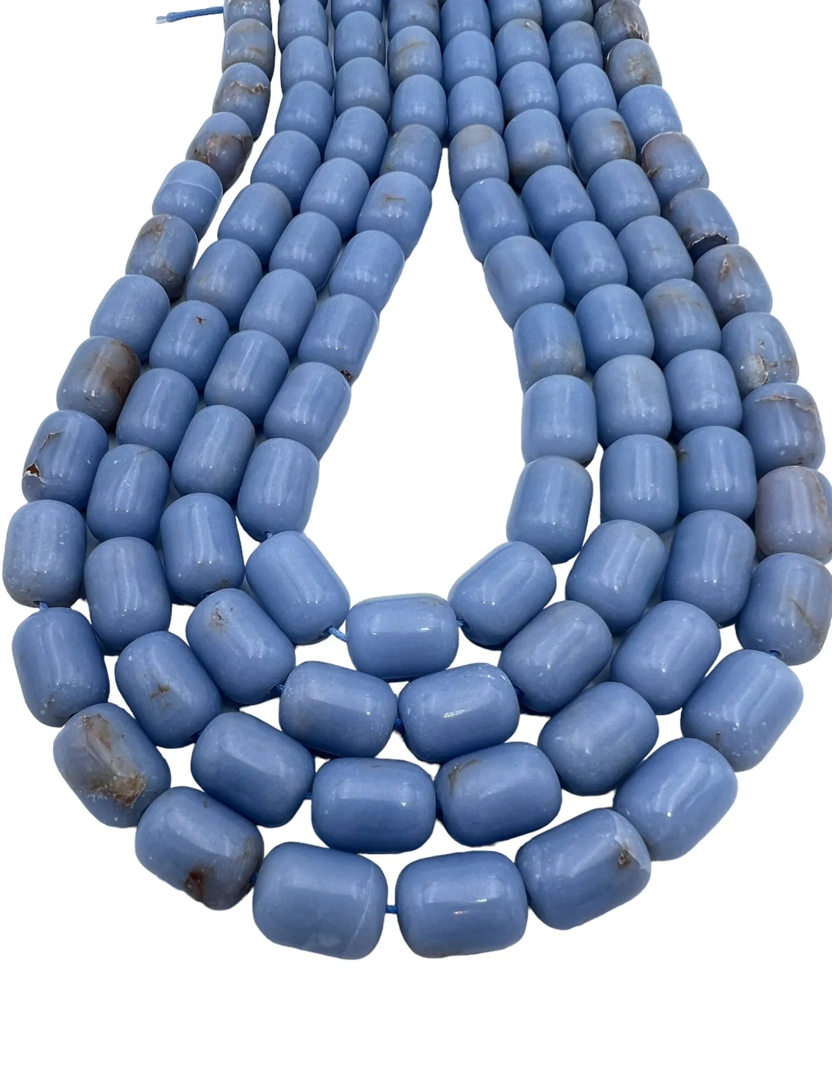 RARE Angelite BIG 11x15mm Tube/Barrel Beads. (18 Inch Strand)