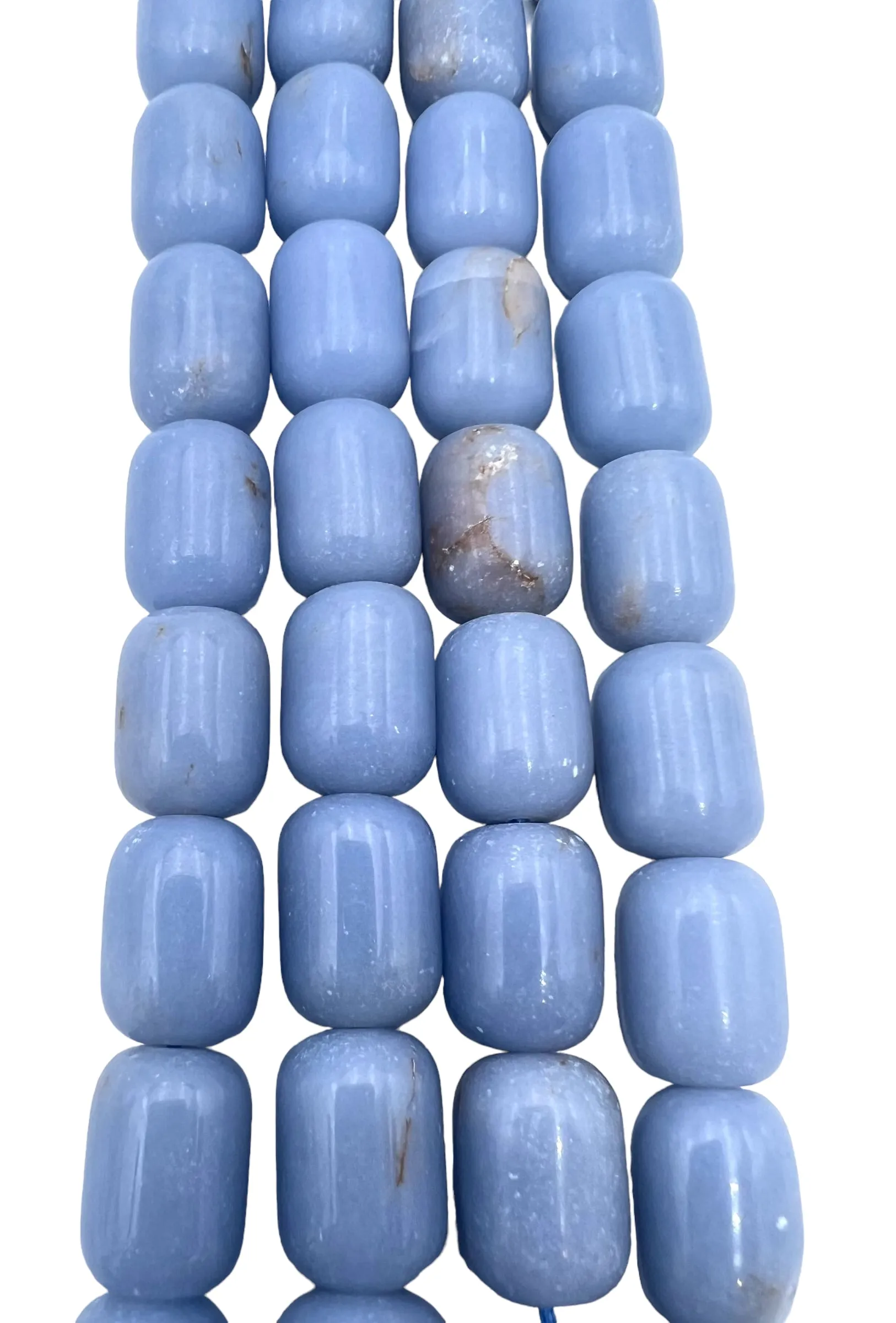 RARE Angelite BIG 11x15mm Tube/Barrel Beads. (18 Inch Strand)