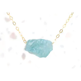 Raw Apatite Necklace, Dainty Gold Raw Birthstone Necklace, Rough Gemstone Pendant, Raw  Necklace, Raw Layered Pendant,  k Whimsigoth