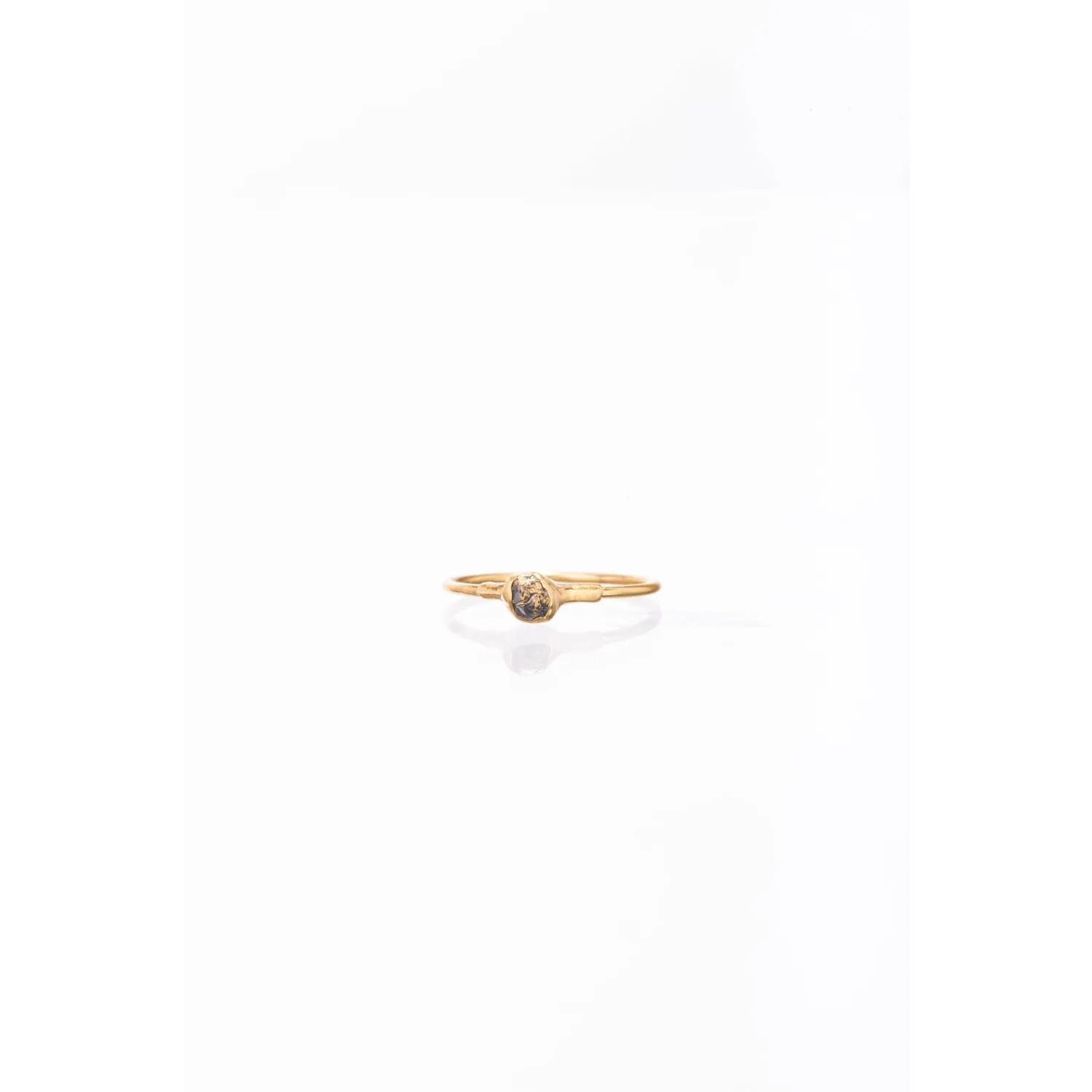 Raw Black Diamond Ring in Yellow Gold