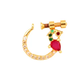 Red-Green-White CZ Nose Pin