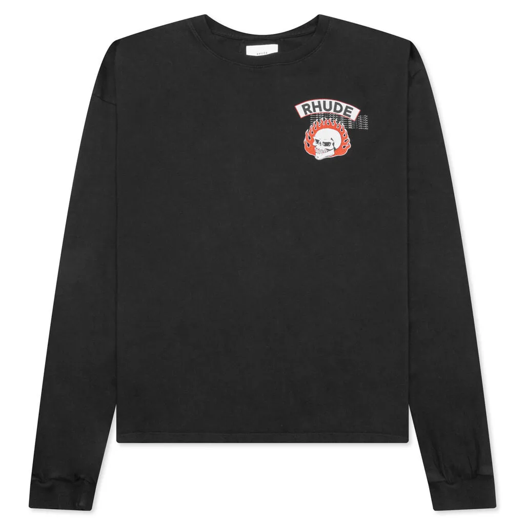 Rhude 92 Rally L/S Tee - Vintage Black