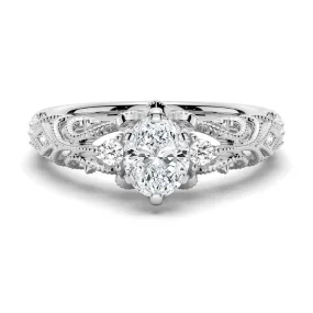 Romantic Vintage Oval Moissanite Engagement Ring