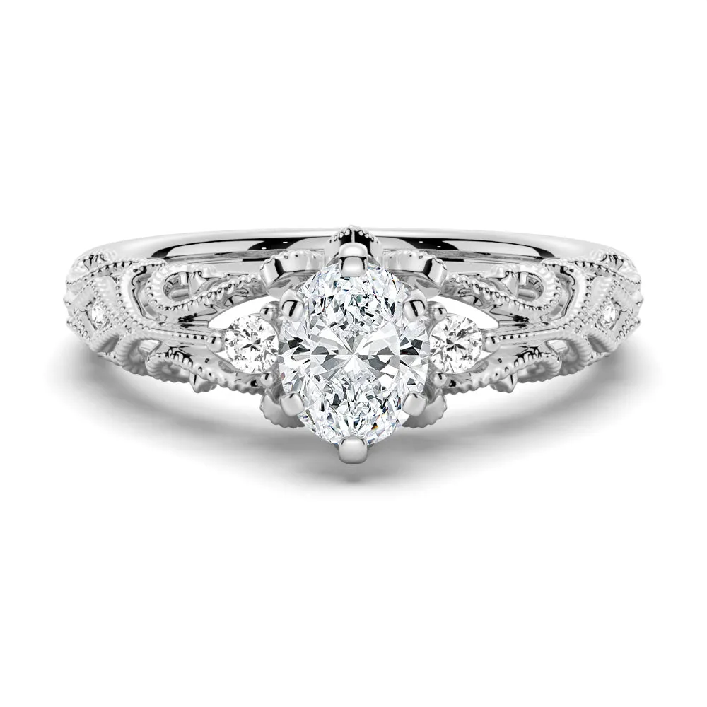 Romantic Vintage Oval Moissanite Engagement Ring