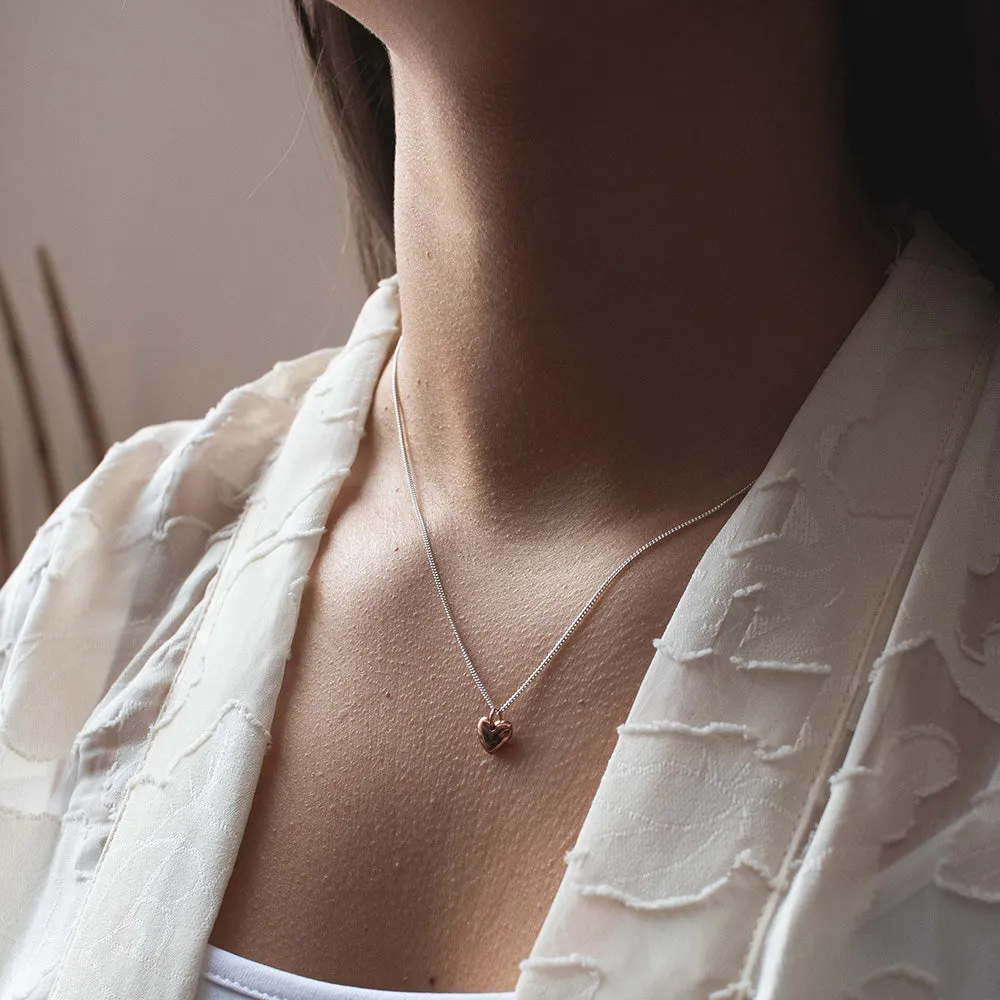 Rose Gold Vermeil Heart Puff Necklace