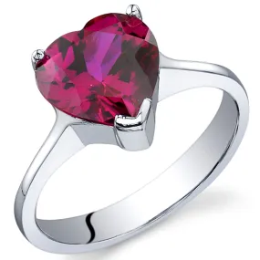 Ruby Heart Shape Sterling Silver Ring Size 5