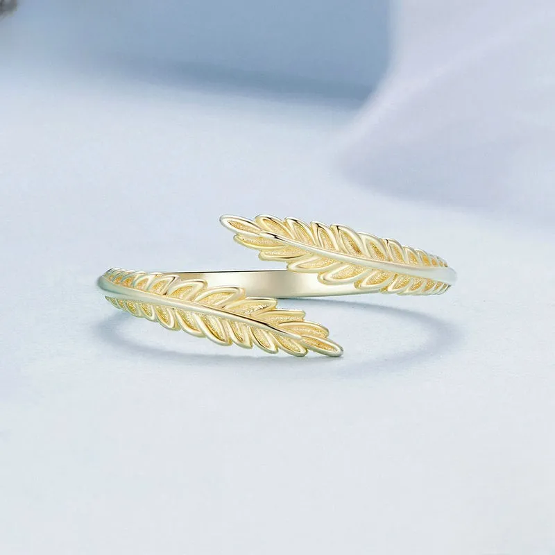 s925 Sterling Silver Leaves Plain Ring