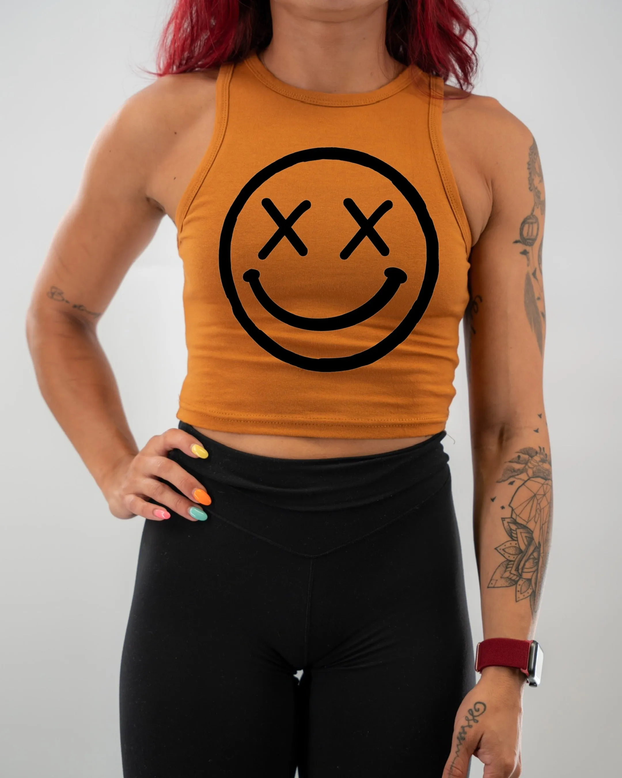 Salty Savage Ladies "OG Smile" High Neck Sleeveless Crop Tank