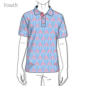 Shark Marina Blue - OGA Youth Polo - Marina Blue and Coral