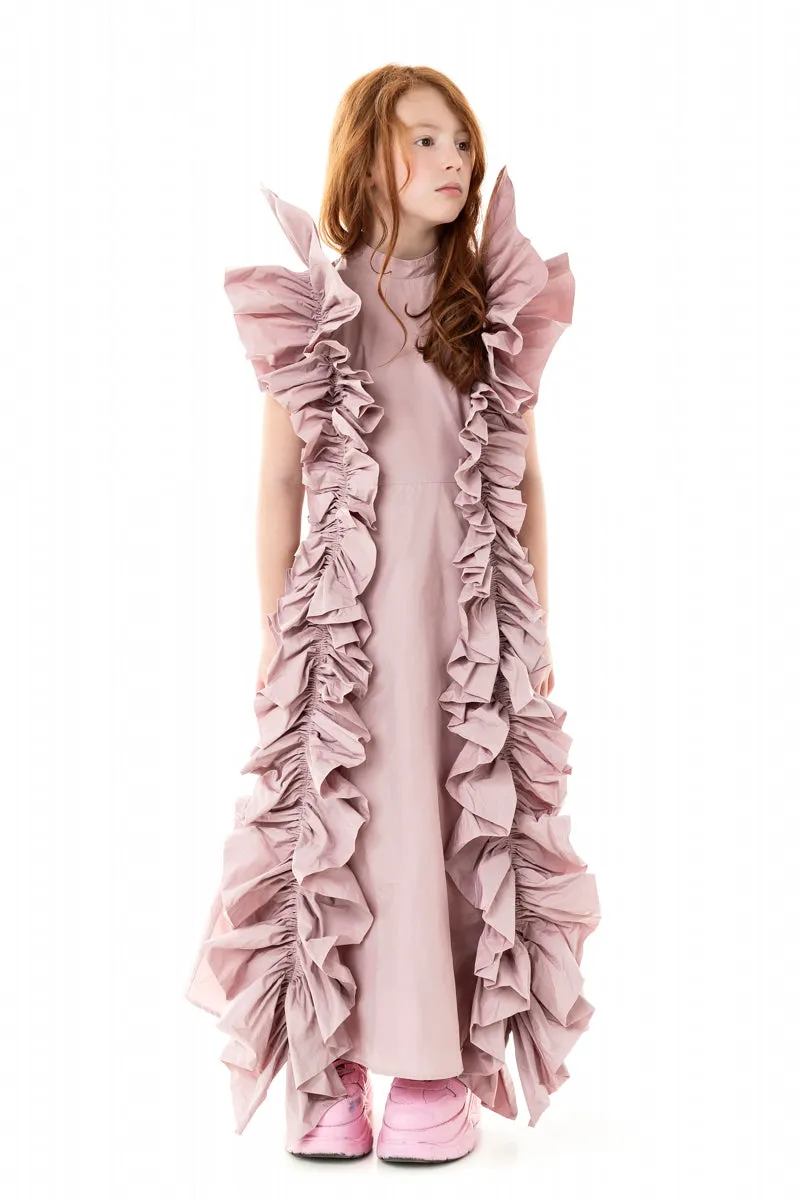 SIDE RUFFLE PINK DRESS