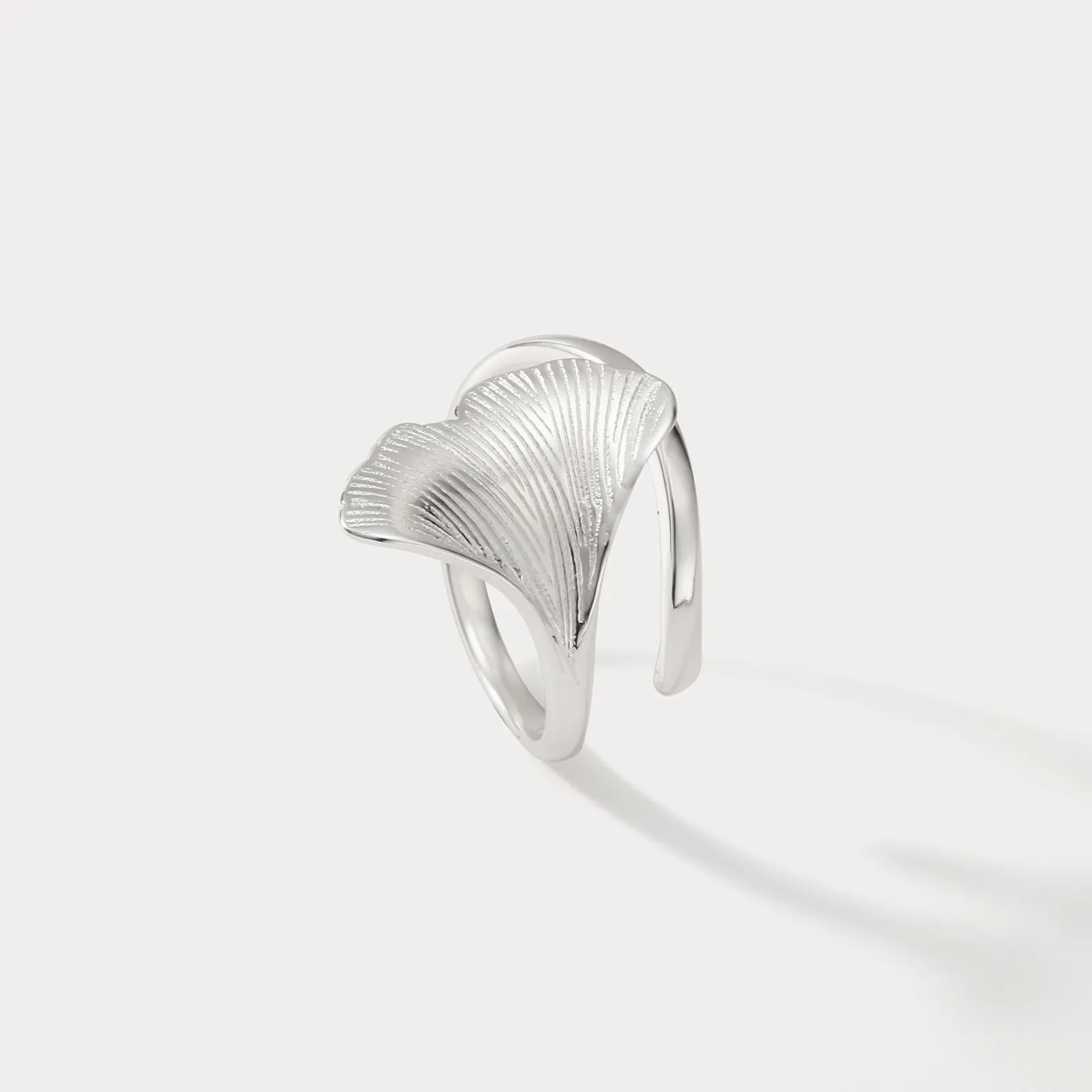 Silver Ginkgo Leaf Ring