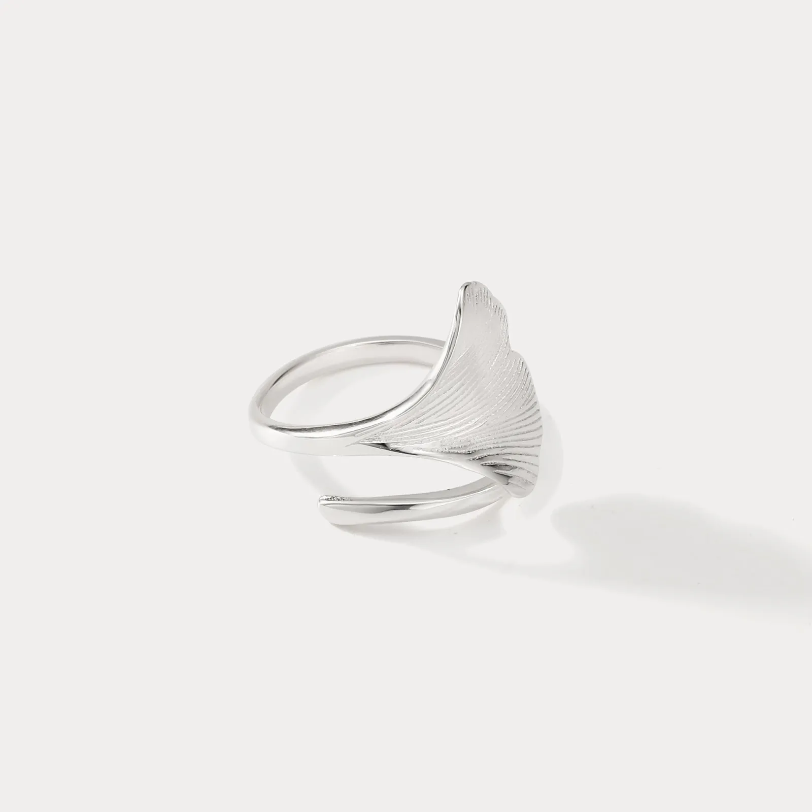 Silver Ginkgo Leaf Ring