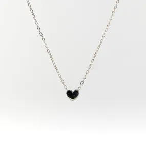 Silver Small Heart Puff Necklace