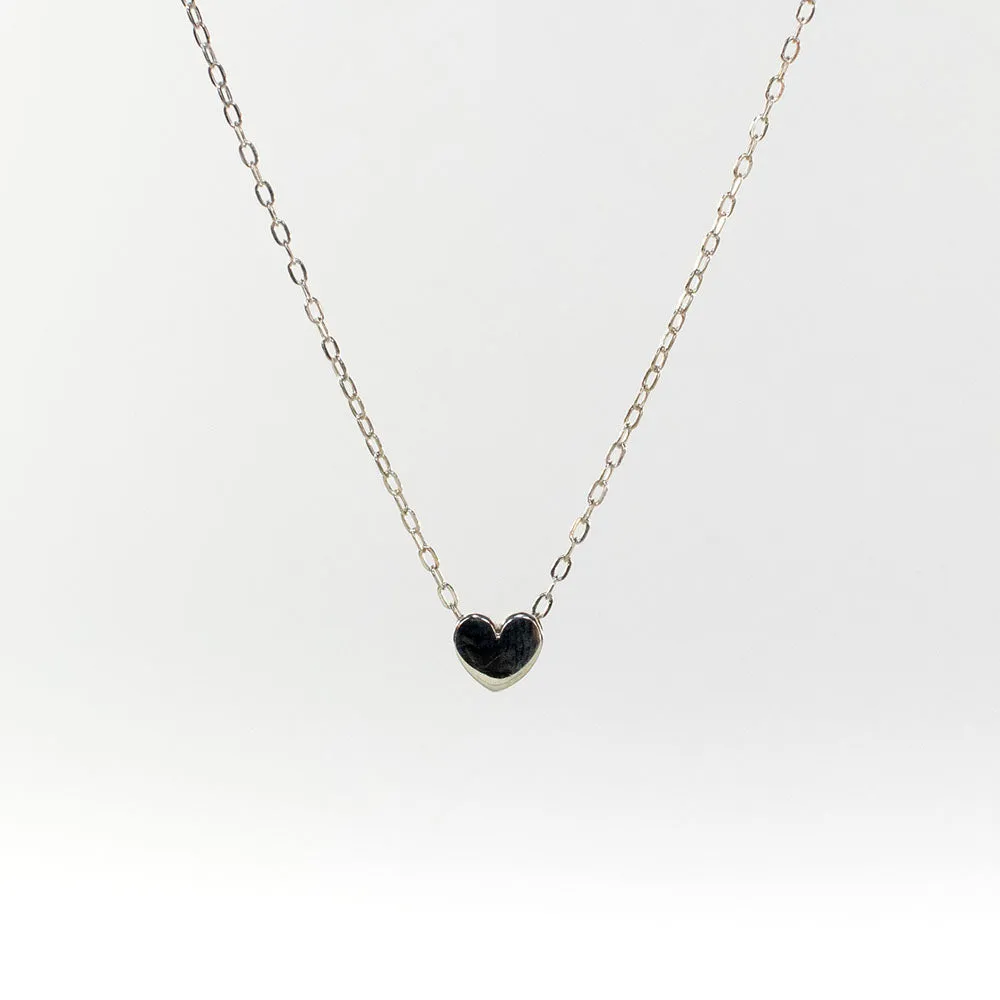 Silver Small Heart Puff Necklace