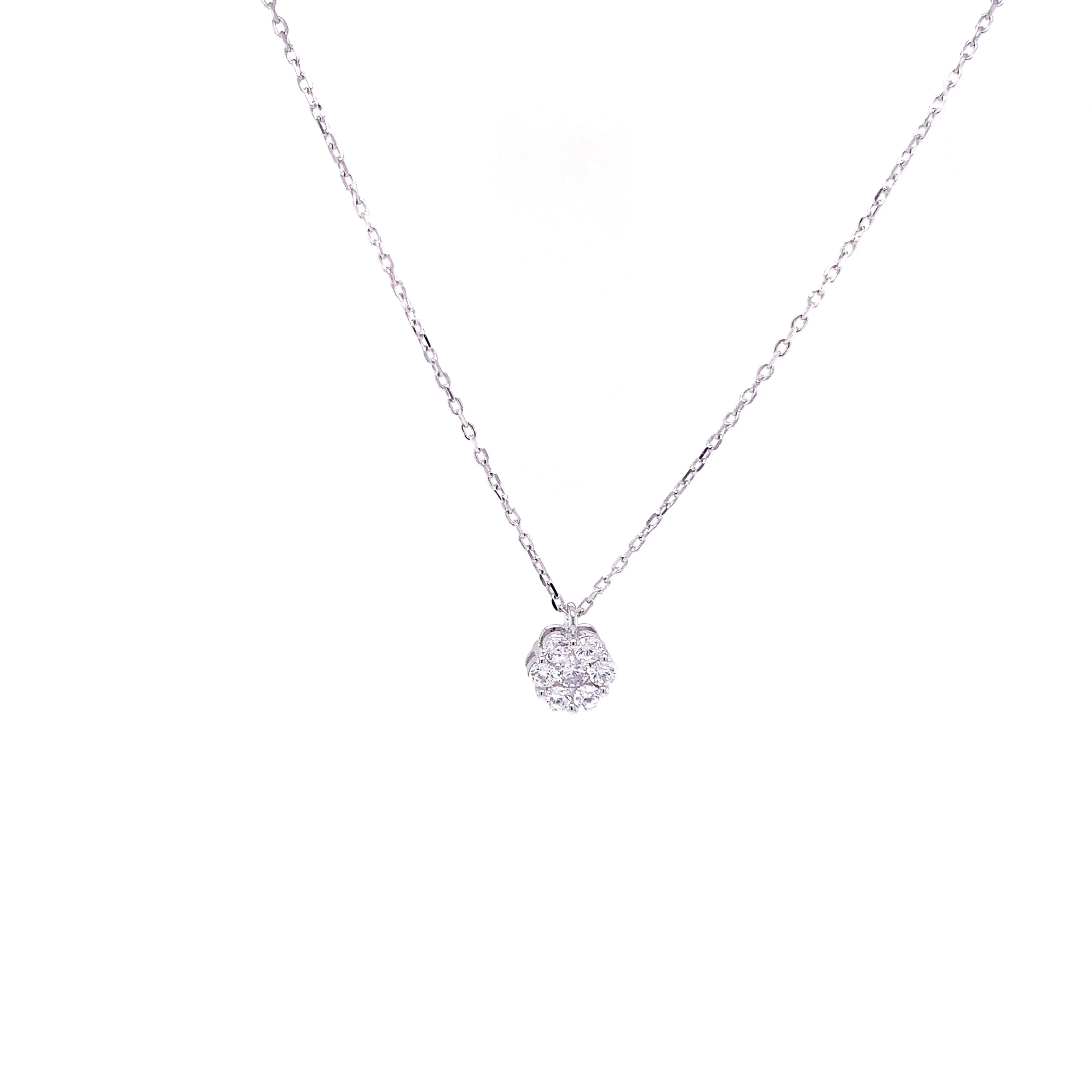 Small CZ Cluster Flower Necklace