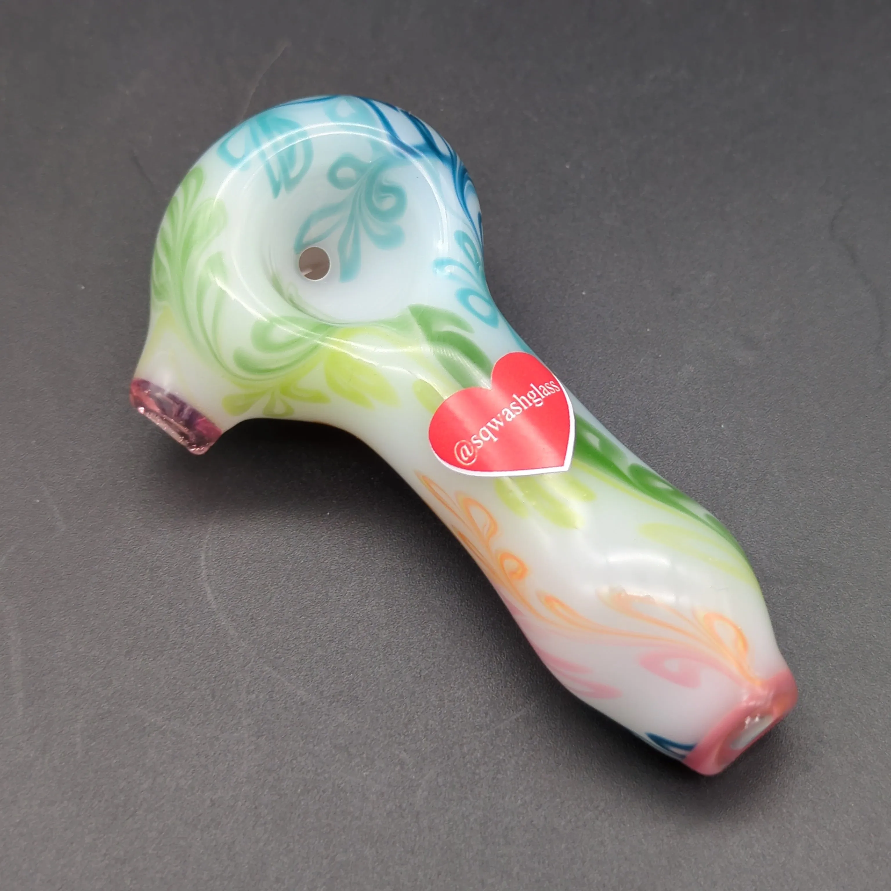 Sqwash Glass 3 Rainbow Flower Peanut Pipe