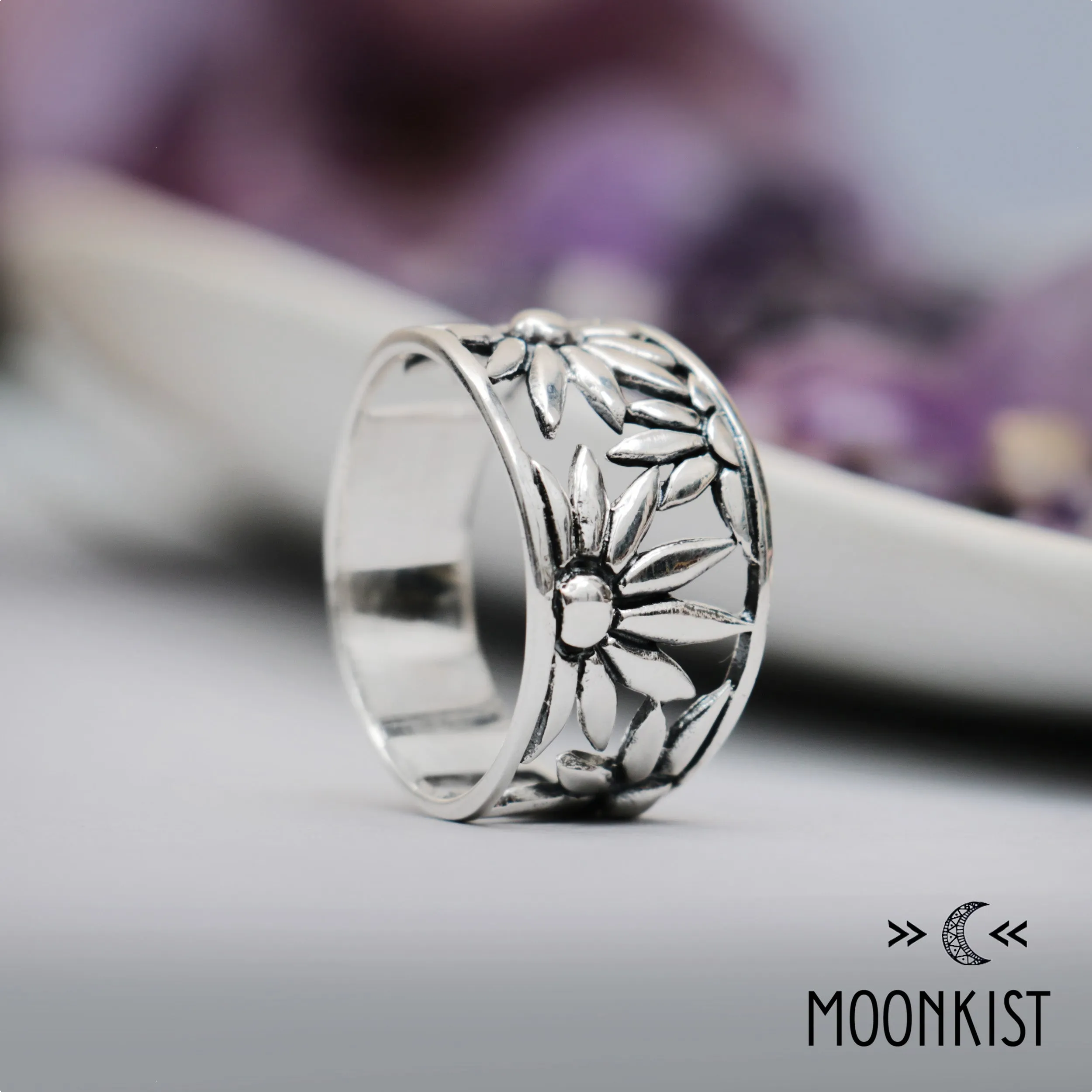 Sterling Silver Botanical Cutout Ring | Moonkist Designs