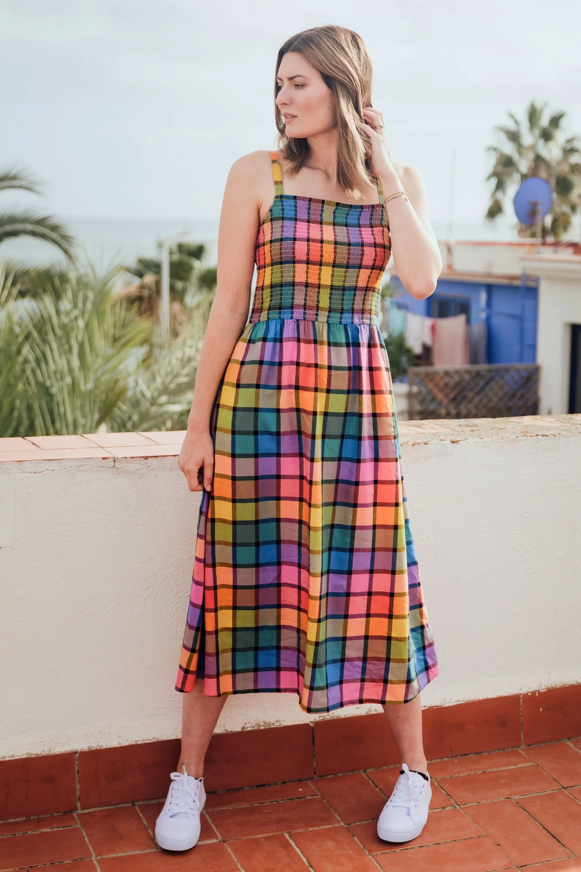 Sugarhill Brighton Denali Summer Rainbow Check Midi Dress