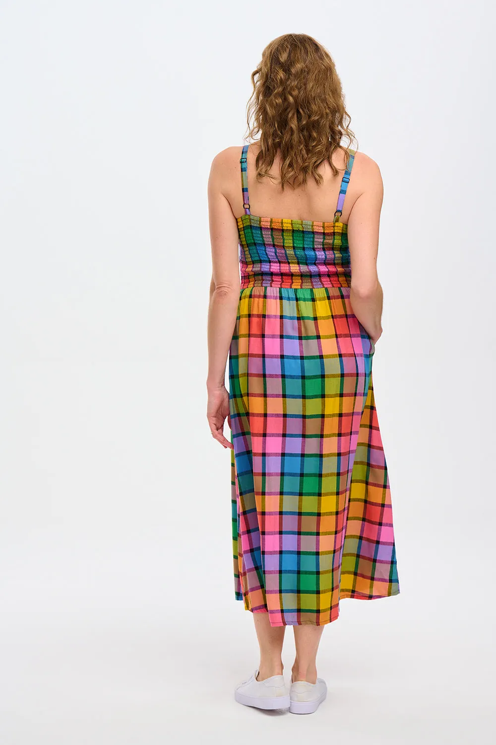 Sugarhill Brighton Denali Summer Rainbow Check Midi Dress