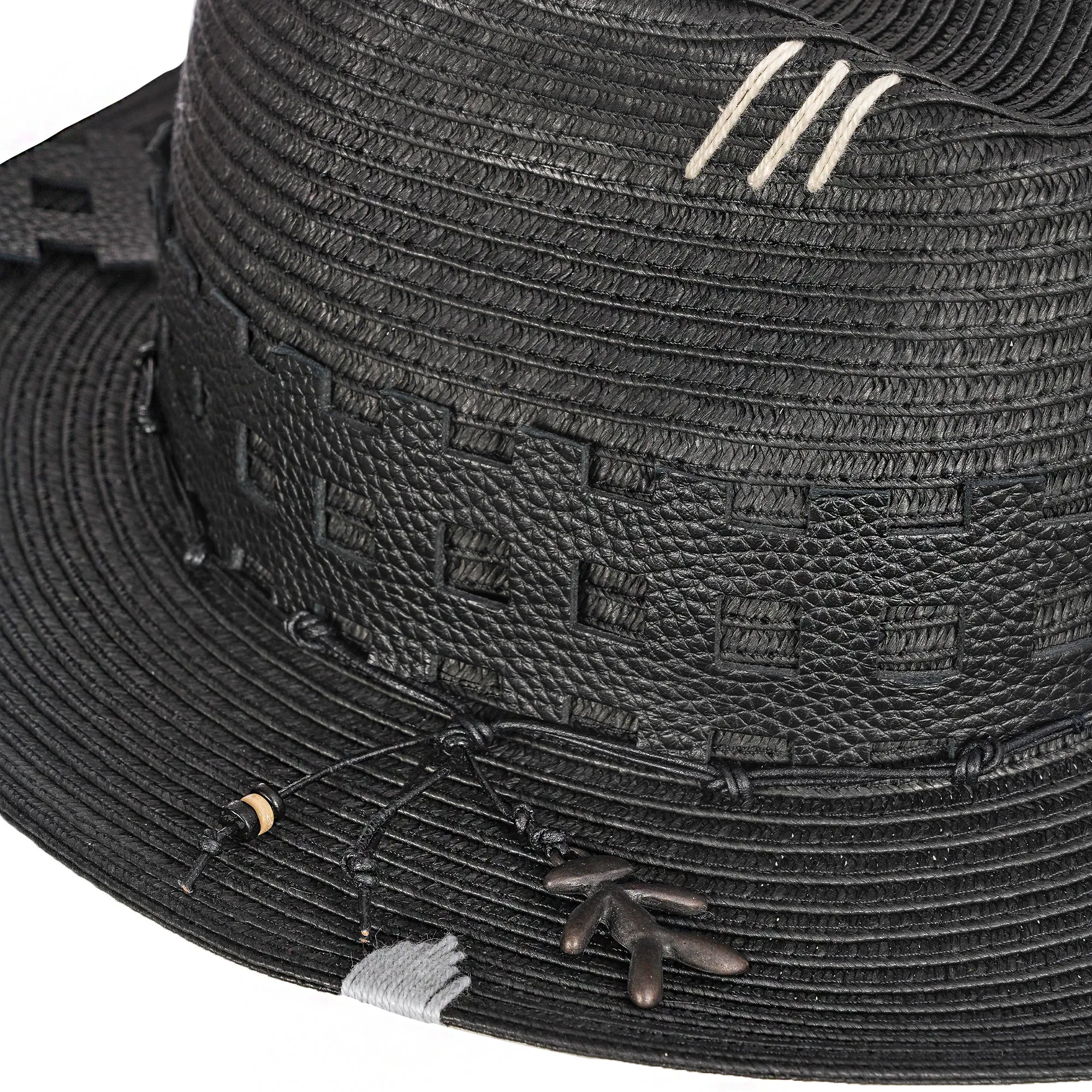 Summer Hat Natural Cellulose Cut-Leather Black